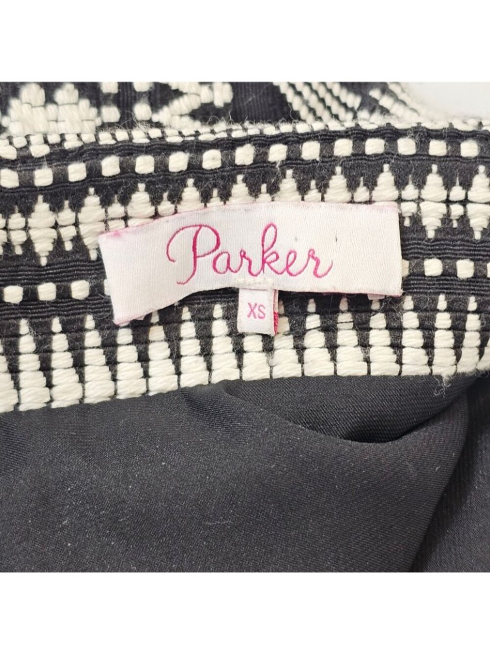 Parker Womens XS Mini Skirt Black White Stripe Aztec Hippy Boho Cotton Blend - Picture 4 of 10